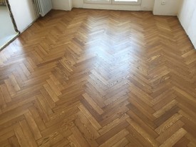 Renovace dubových parket - povrchová úprava olej , mořidlo Teak