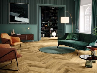 Dub Bright Herringbone, dřevěné plovoucí podlahy Barlinek